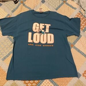 Vintage 2000s Fruit Of The Loom San Jose Sharks Graphic Hockey NHL Shirt Teal XL